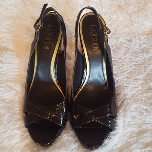 Ralph lauren dark brown snakeskin sandals